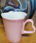 Ceramic Pink Heart Shaped Cup w/Handle 3" Tall