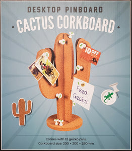 Cactus Corkboard Desktop Pinboard with 12 gecko pins ( 8 x 11 inches)