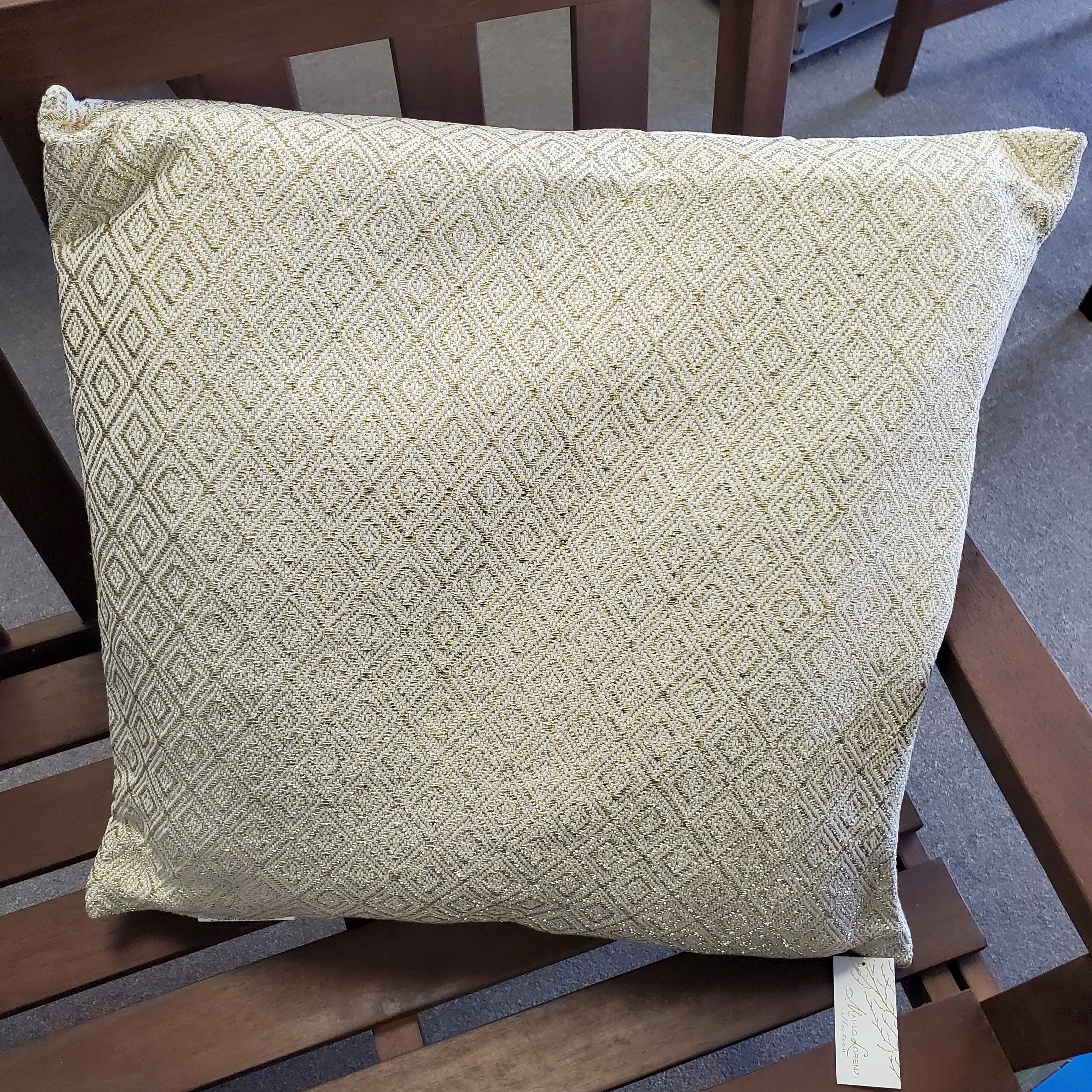 Marlo Lorenz Egret Gold Gina Metallic Woven 22x22 Pillow w/Zipper Poly/Cotton