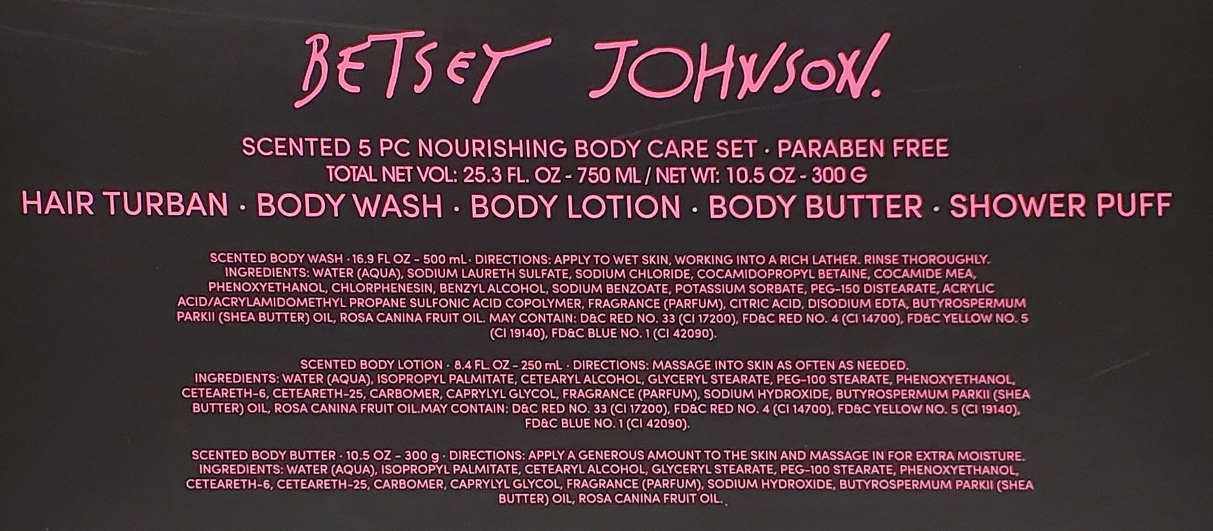 Betsey Johnson 5 Piece Nourishing Body Care Gift Set - Vivid Roses