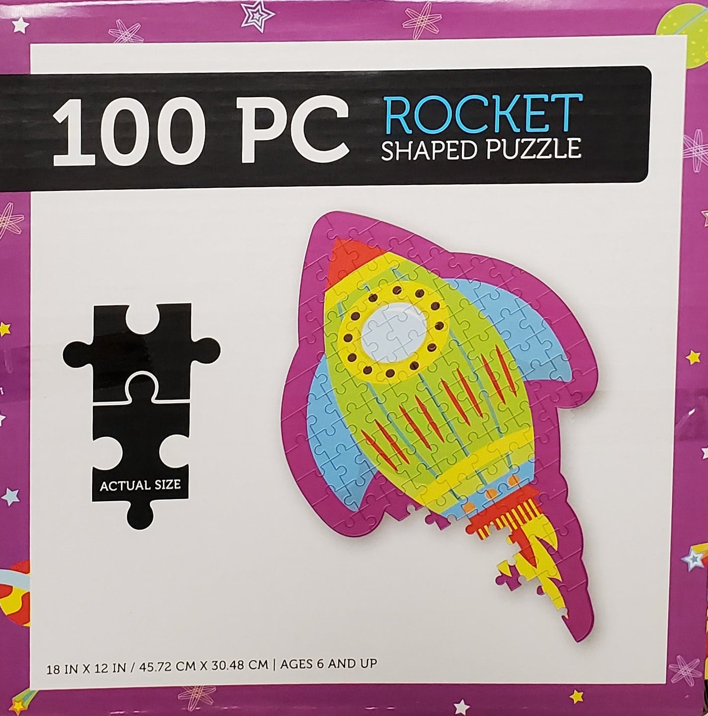 100 Pc Rocket Shaped Puzzle - 18in x 12in