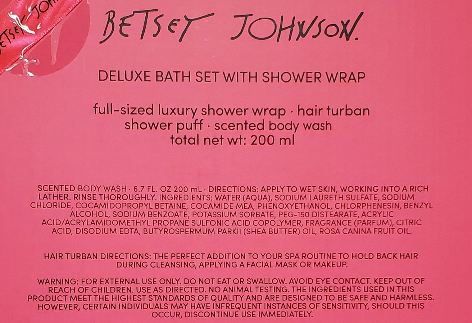 Betsey Johnson Deluxe Bath Set with Shower Wrap