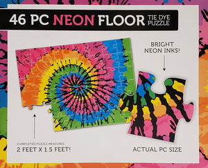 46 Pc Large Neon Floor Puzzle Tie Dye 24" x 18"