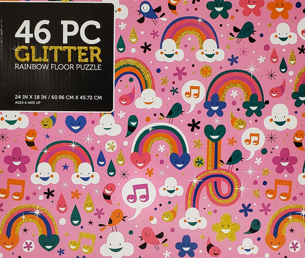 46 Pc Large Glitter Rainbow Floor Puzzle 24" x 18"