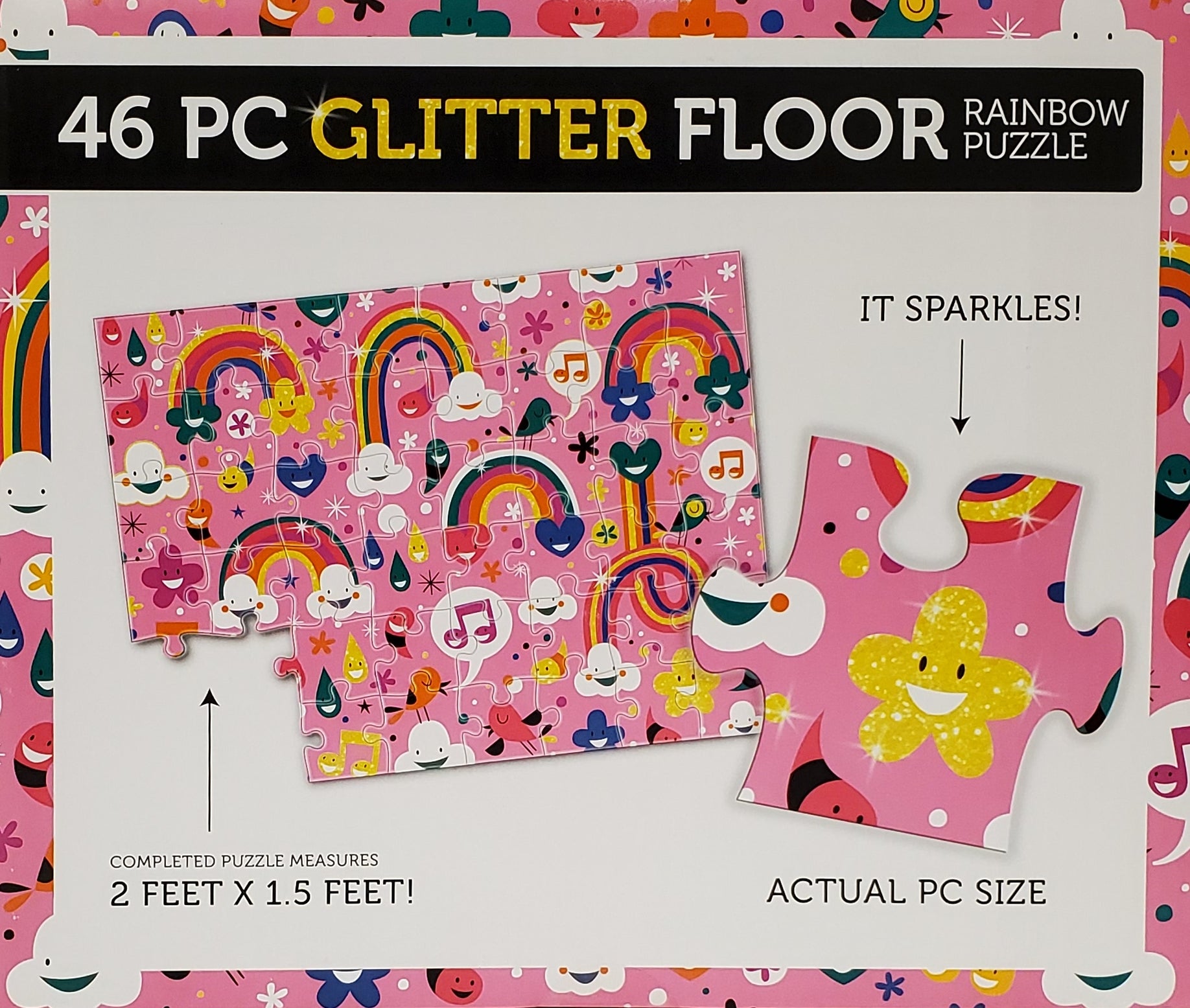 46 Pc Large Glitter Rainbow Floor Puzzle 24" x 18"