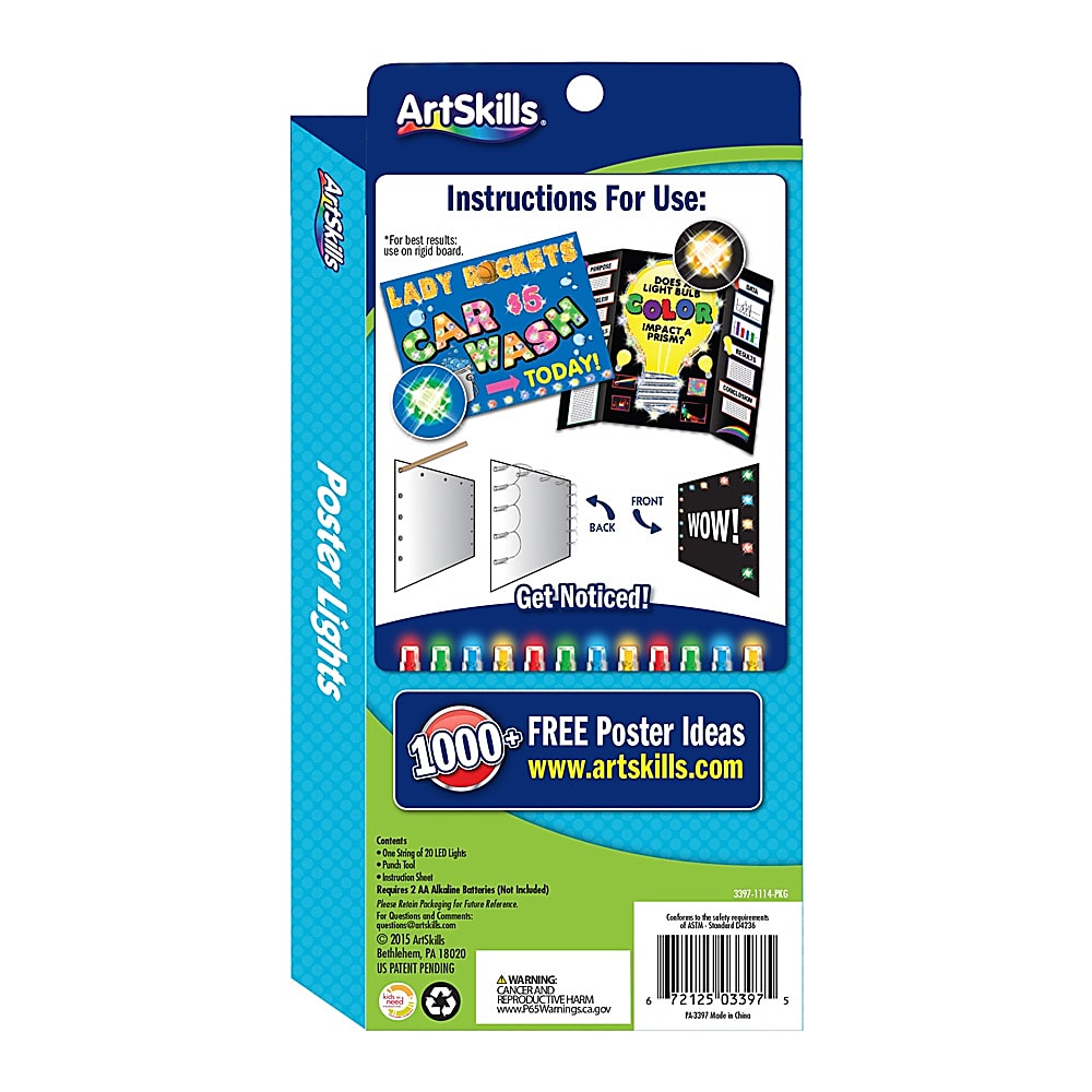 ArtSkills Poster Lights 20 Lights Multi-Colors w/Punch Tool