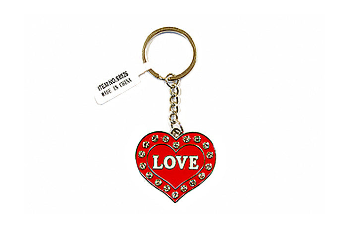 Red Heart with Rhinestones - Love Keychain