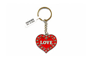 Red Heart with Rhinestones - Love Keychain