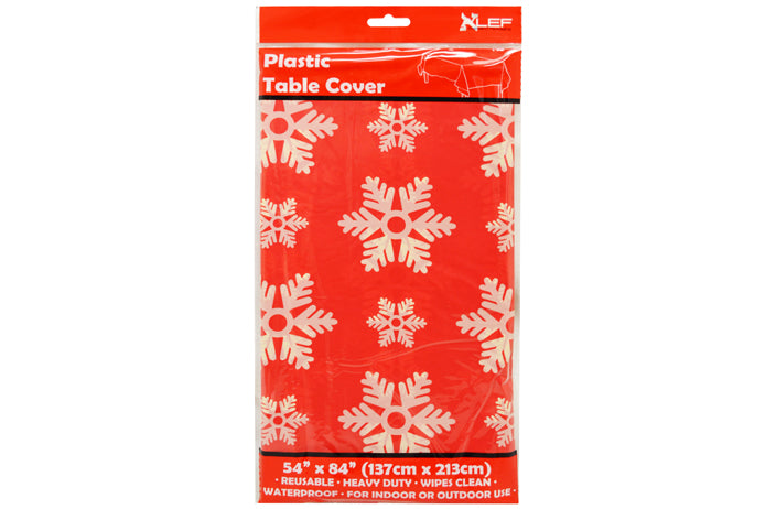 CHRISTMAS TABLE COVER (SNOWFLAKES) (54" X 84")