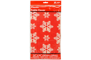 CHRISTMAS TABLE COVER (SNOWFLAKES) (54" X 84")