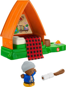 Fisher-Price Little People Cabin Toddler Playset with Camp Fire Light Sounds and Figure, 3 Piece