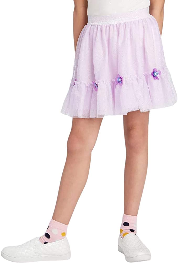 LS- Cat & Jack Girls Floral Embellished Skirt Lilac Size Small 6-6X