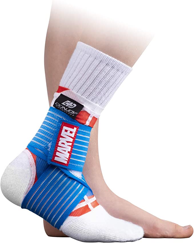 DonJoy Advantage Kids Figure-8 Ankle Support Featuring Marvel Compression Brace for Ankle Injuries Stability Youth