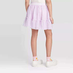LS- Cat & Jack Girls Floral Embellished Skirt Lilac Size Small 6-6X