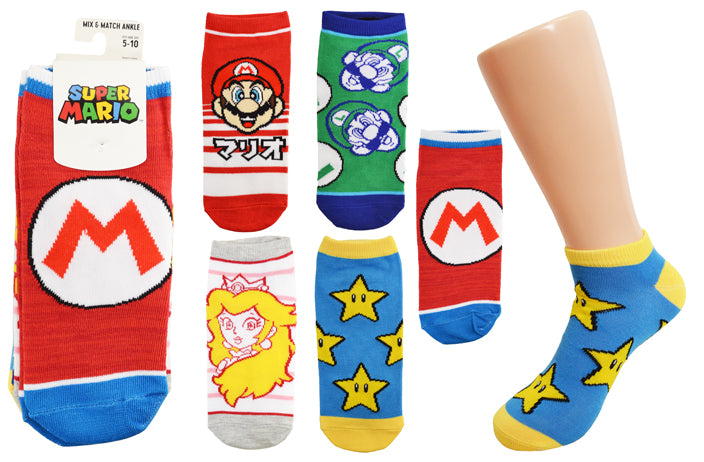LICENSED ANKLE SOCKS (5 PR) (SUPER MARIO™ RED)