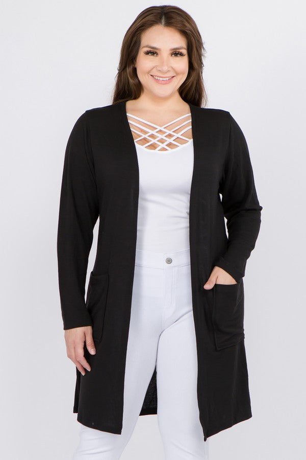 Women's Long Sleeve Knit Wrap Cardigan with Pockets