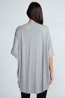 Women's Short Sleeve Open Front Cardigan Grey