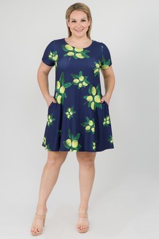 Women's Lots of Lemon Print Dress with Pockets
