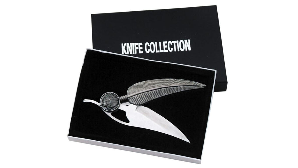 FEATHER KNIFE with INDIAN HEAD