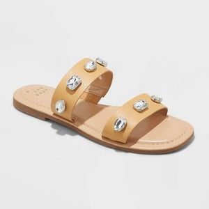 Women's Brit Two Band Embellished Sandals - A New Day