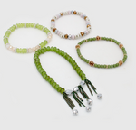 Elizabeth 4 Bracelet Set Green and Light Purple - Elastic Stretch