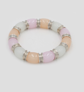 Juliet Silver and Bead Pastel Bracelet - Elastic Stretch