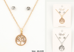 Linda New York Tree of Life Necklace Pendant with Earrings Set - 18" Long