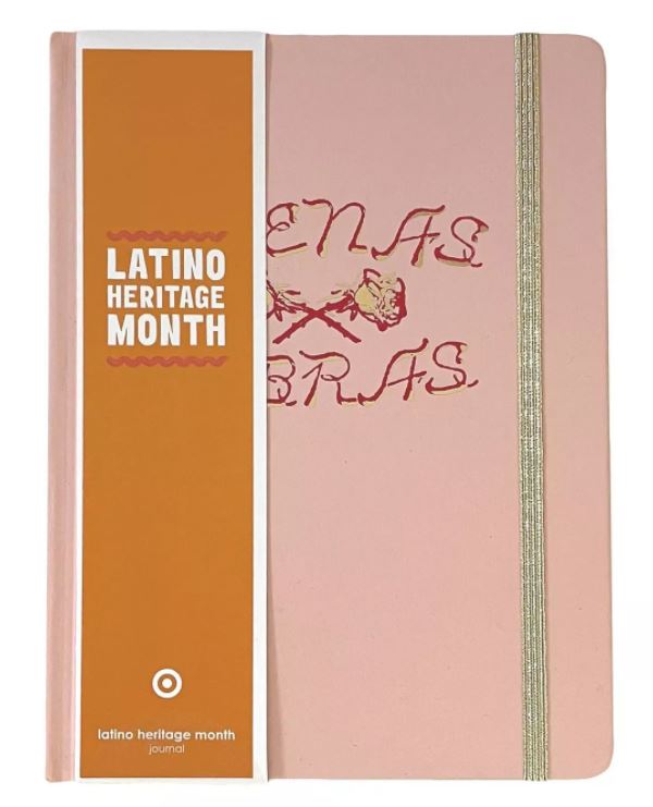Journal 5"x7" Case Bound Elastic and Gold Edges Pink "Buenas Vibras" - Garven Greetings