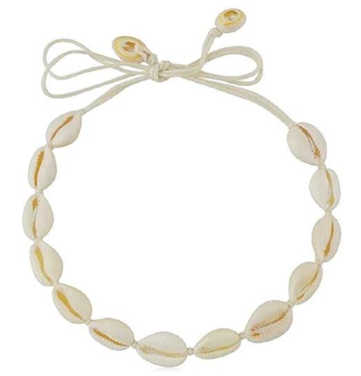 Handmade Summer Beach Shell Conch White Velvet Rope Choker Necklace Adjustable