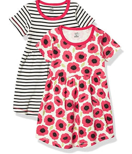 Touched by Nature Baby a Short-Sleeve 2 pack of Dresses Floral & Striped