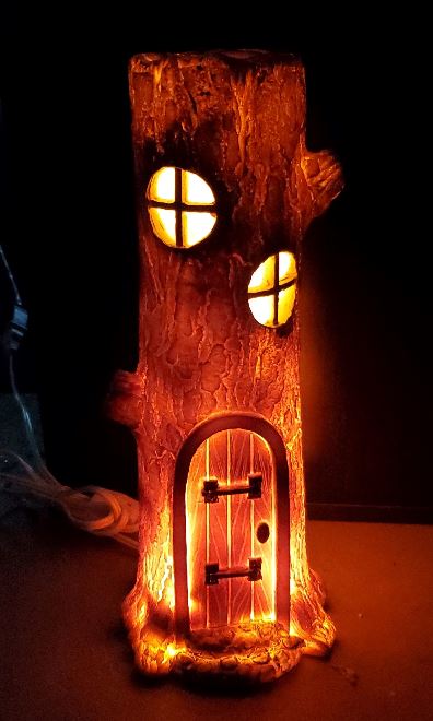 12" Lighted Tree House, Natural