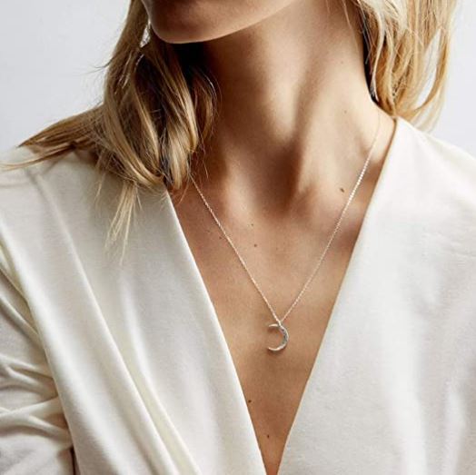 Simple Tiny Necklace for Women Moon Pendant silver or gold