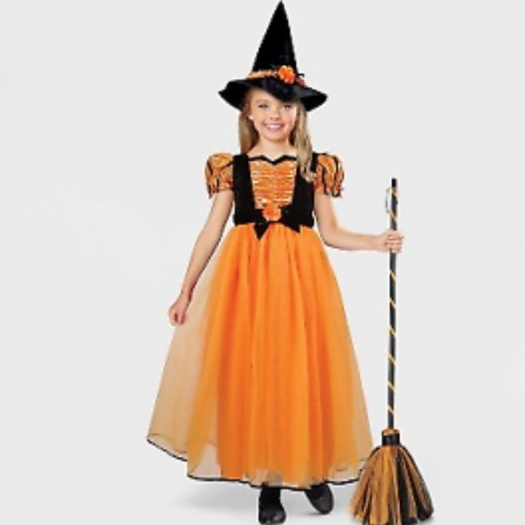 LS -  Orange & Black Witch Costume Girls Hyde & Eek  (choose your size)