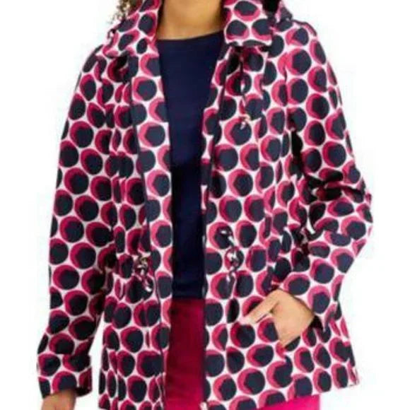 Charter Club Printed (Pink/Blue) Anorak Jacket Size - Large
