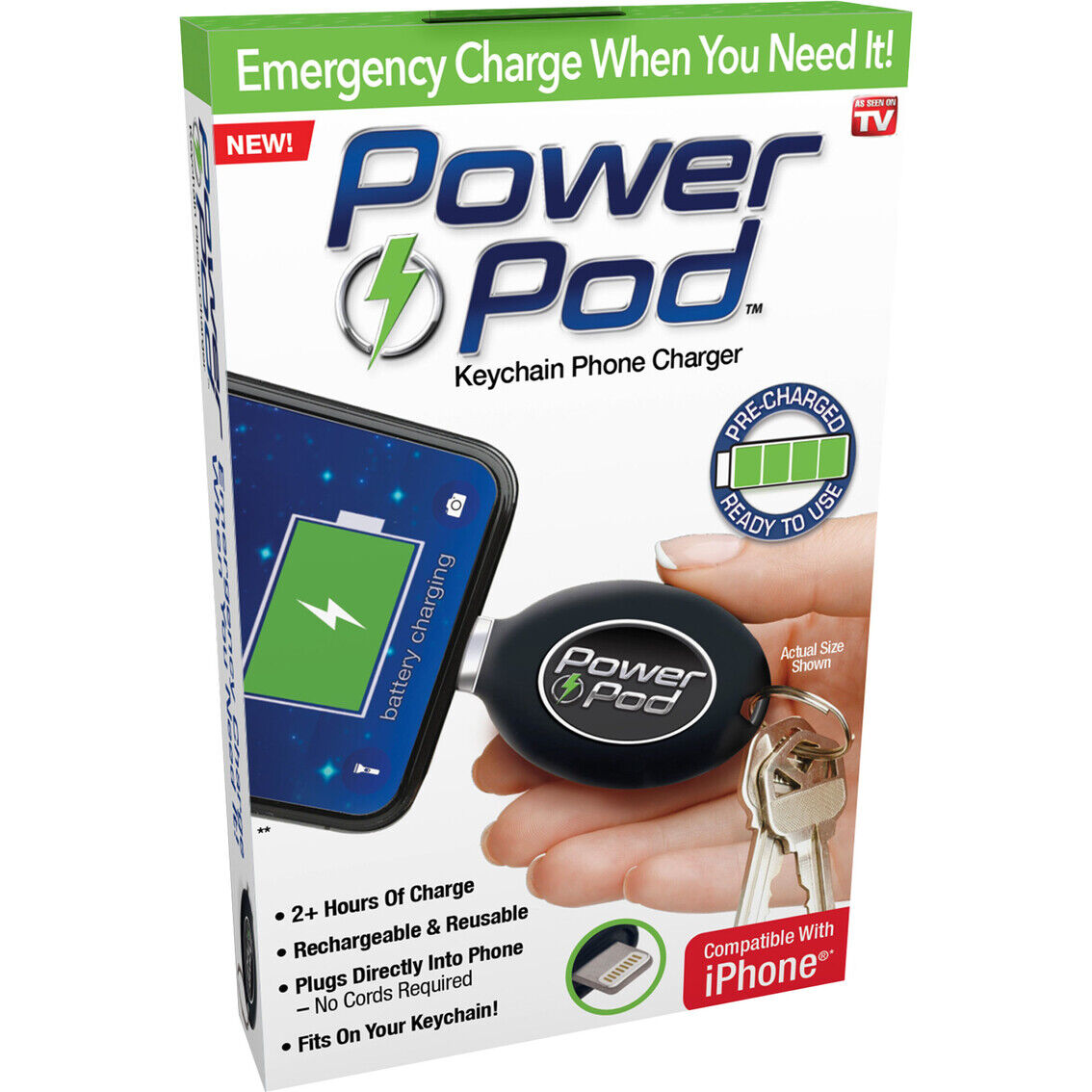 Power Pod Emergency Keychain Phone Charger As Seen On TV For iPhones Power Pod