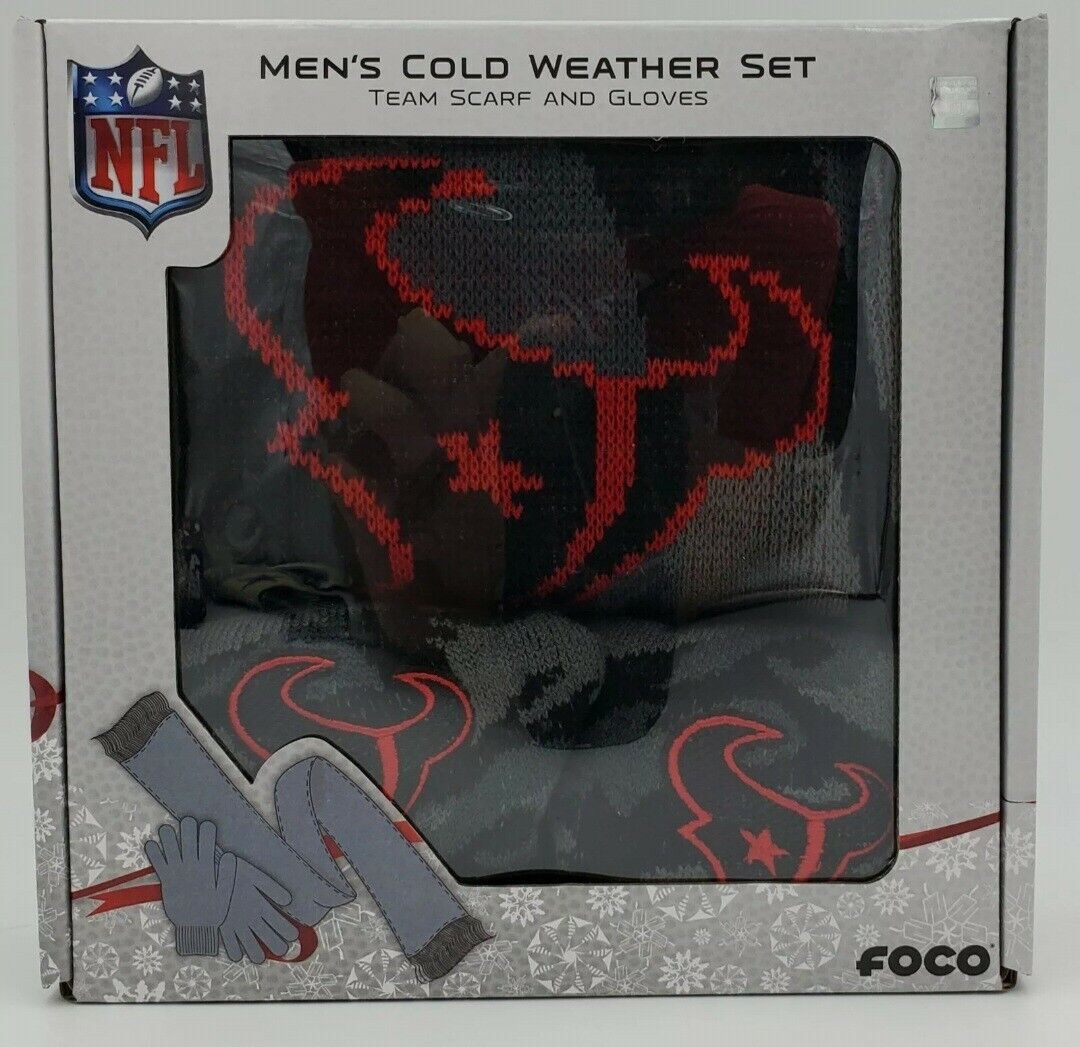 LS - LICENSED NFL TEXANS MEN'S COLD WEATHER SET TEAM GLOVES AND SCARF