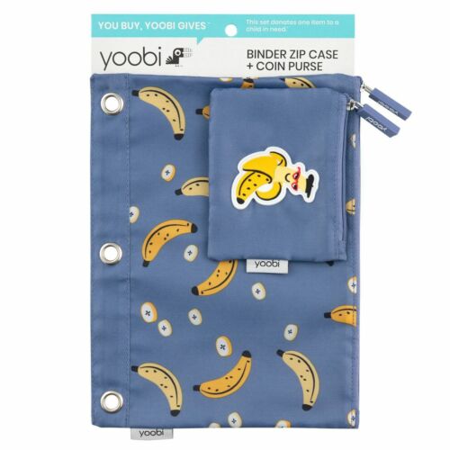 LS - Binder Zip Pencil Case + Coin Purse - Deep Periwinkle/Bananas | Pencil Case